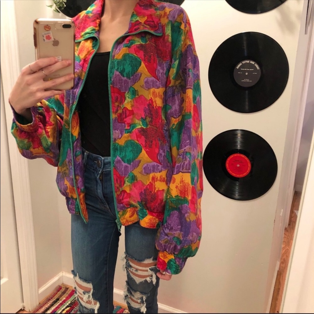 vintage 80s abstract unisex windbreaker jacket 🌈